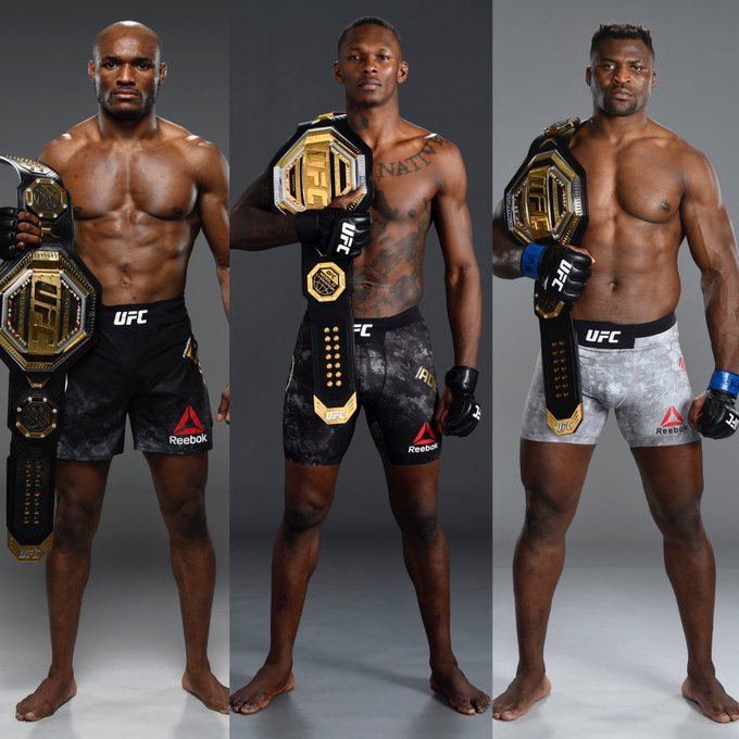 AOUREDOO's tweet photo. The Three Kings era was really fun. Can't believe Dana White didn't do UFC Africa when they were all champs, it would have been legendary. 🔥🔥 https://t.co/vG2XiKe6yw