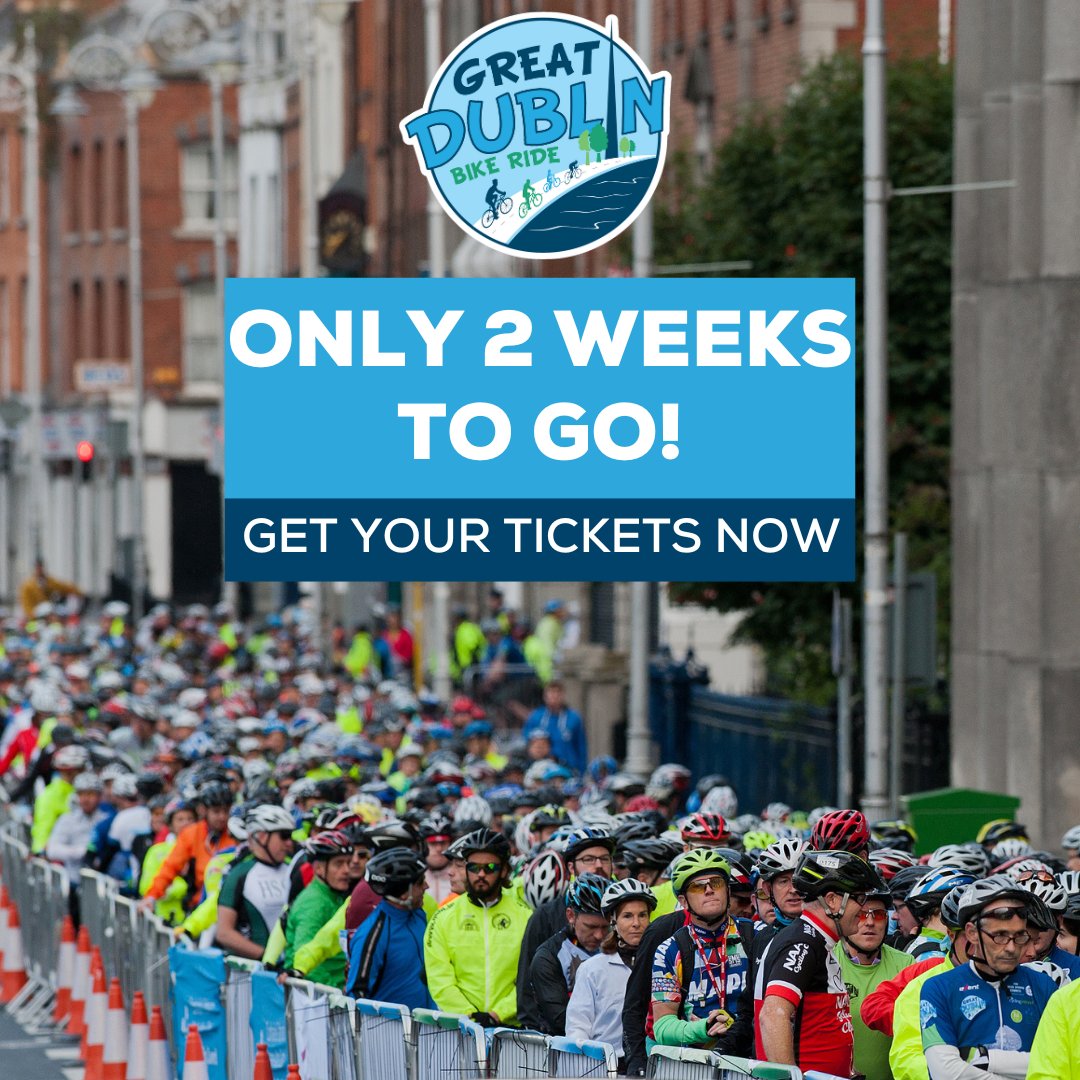 The Great Dublin Bike Ride is less than 2 weeks away!🚴‍♀️🚴‍♂️

 Gear up for an unforgettable cycling experience through Dublin's stunning routes. Get your tickets now - eventmaster.ie/event/Awr5SjlI…

  #GreatDublinBikeRide #CountdownBegins