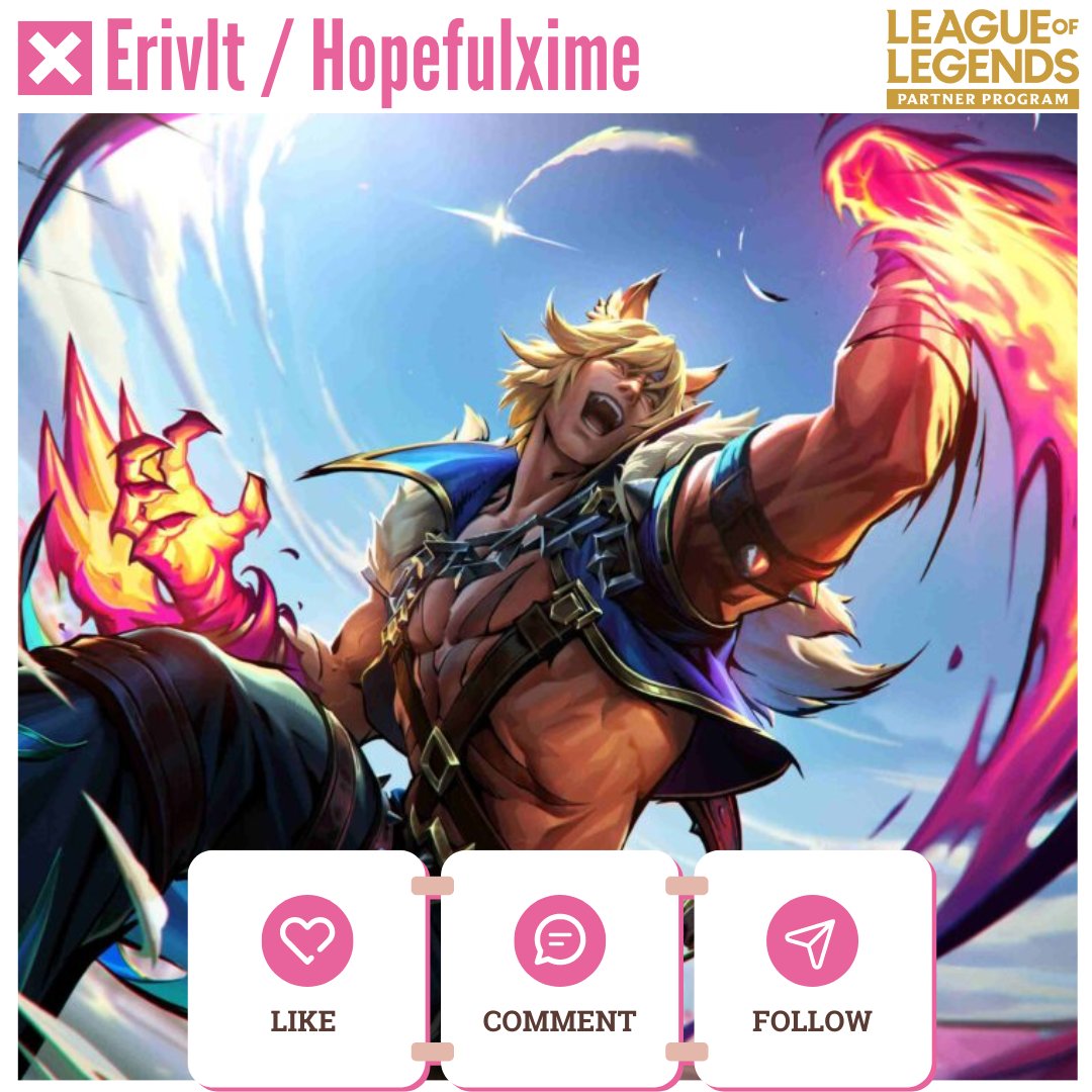 NEW GIVEAWAY - 10 skins Sett Soul Fighter🔰

To Paritcipate /Para participar:
↪️ Follow a
<a href="/hopefulxime/">HopefulXime 🏳️‍⚧️</a>
y a mí
🔄RT 💟like
🐲Write / Comenta tu # Riot Id y región

➡️Deadline / Termina el 15-09
#RPP #LPP #LeaguePartner #Leagueoflegends #LOR