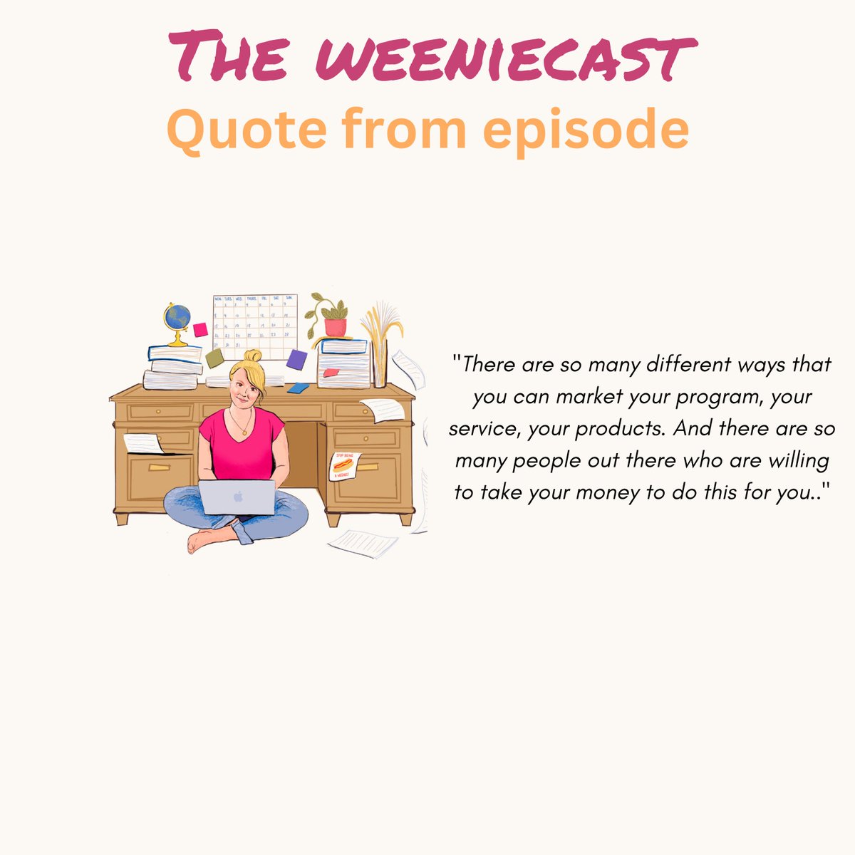 Being a business owner with ADHD, means you have to understand where to prioritise your time. 
Check out the latest episode of Weeniecast where I tell you exactly WHY you need to stop marketing your business!
weeniecast.com/47

#ADHDCoach #ADHDBusinessOwner #Weeniecast