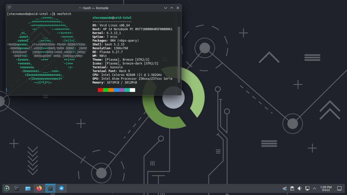 4Sentinell's tweet image. Pues ya estuvo. #VoidLinux acaba de tomar el control de mi vieja Intel y la verdad es muy cómodo su desempeño, la respuesta de la paquetería es una delicia....algunos detalles por solucionar pero al ser máquina de pruebas... Pues ...eso.. a darle átomos.