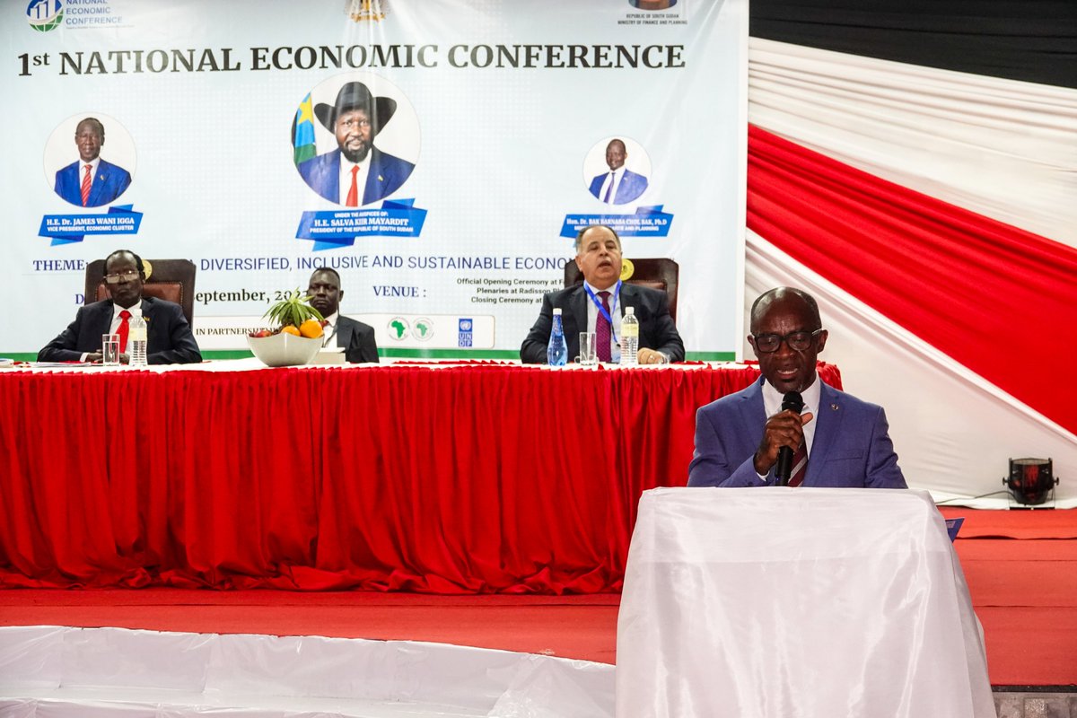 undpsouthsudan's tweet photo. In partnership with @AfDB_Group &amp; @WorldbankAfrica, @undpsouthsudan is proud to support @SouthSudanGov hold the 1st National Economic Conference for #SouthSudan, which was launched this morning by H.E Dr. James Wani Igga – Vice President, Economic Cluster. #Partnerships4theSDGs https://t.co/4R1ONMkQKE