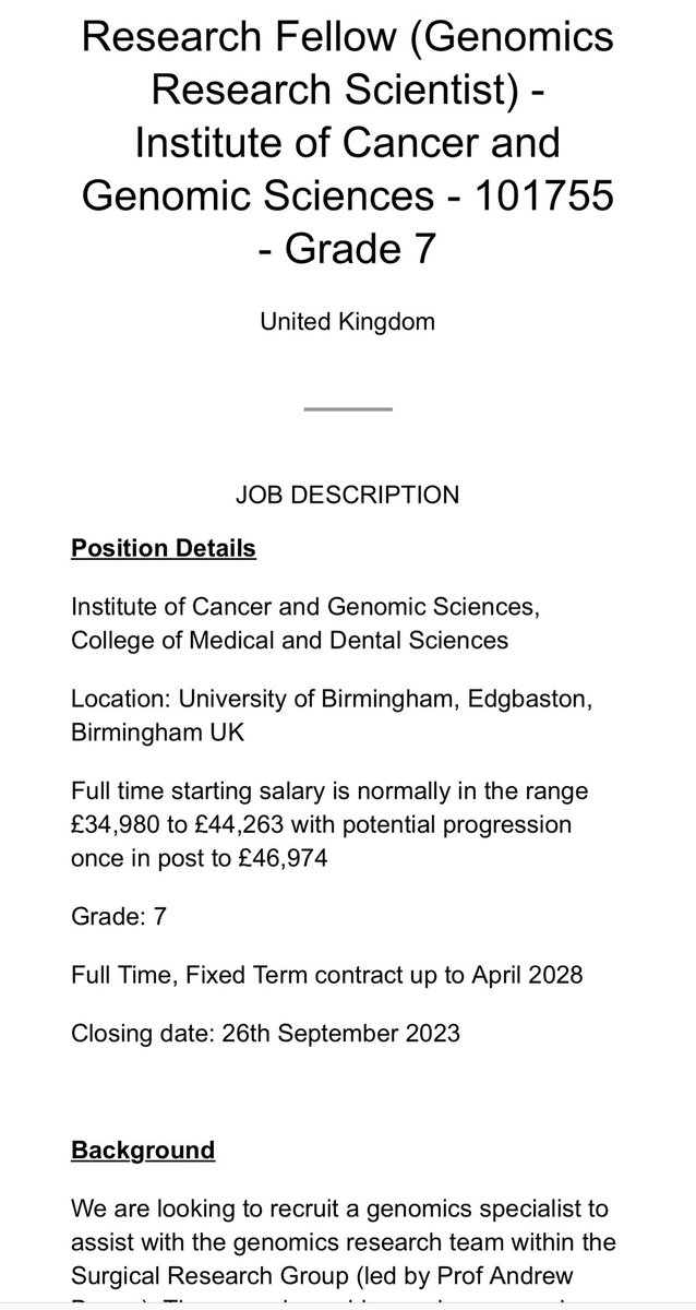 JOB ALERT - We @beggs_lab are looking for a genomic scientist but with wide expertise across related fields including gwCRISPR and cell culture You will need proven experience in NGS technologies and CRISPR methodology. This is a *5 year* post Link: edzz.fa.em3.oraclecloud.com/hcmUI/Candidat…