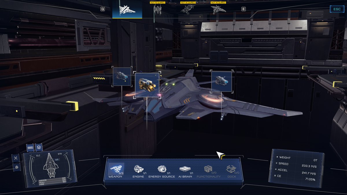 SpaceNationOL's tweet photo. 🛩️ The Gray Fox, an Explorer's maiden spacecraft, represents the culmination of decades of relentless research and development. 🔬

This versatile vessel's design blueprint is rooted in the ACAESF-2, but the Gray Fox distinguishes itself through its enhanced powertrain, fortified pilot compartment protection, and bow armor tailored to meet the stringent requirements of the Army. 🪖

The Type C variant of the Gray Fox further amplifies its defensive capabilities, offering heightened resilience against beam-based weaponry and a redesigned weapon mounting system. These advancements transform the Gray Fox into a formidable multi-purpose heavy fighter. Its propulsion is driven by Boeing-Rock engines, leveraging Mirahman technology to enable autonomous atmospheric entry, solidifying its position as the Earth's cutting-edge multi-role fighter. 💪🏻

The pioneering company behind the Gray Fox is Cosmic Wing, originally renowned for crafting luxurious spacecraft. However, it pivoted toward the production of high-end compact spaceships after securing a government contract. 🗒️

It's widely believed that the Gray Fox embodies the spirit of its designer, Erin Anderson. A woman celebrated for her courage and unwavering determination. According to reports, she tenaciously persevered against all opposition as she volunteered to personally test the Gray Fox's maiden voyage.