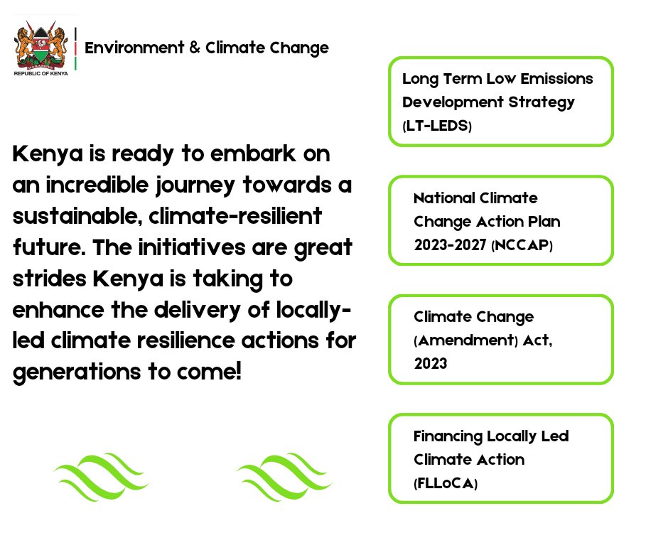 H. E President William Ruto today launched the Long Term Low Emissions Development Strategy (LT-LEDS), National Climate Change Action Plan 2023-2027 (NCCAP), Climate Change (Amendment) Act &amp; Financing Locally Led Climate Action (FLLoCA) at the sidelines of the ongoing #ACS23