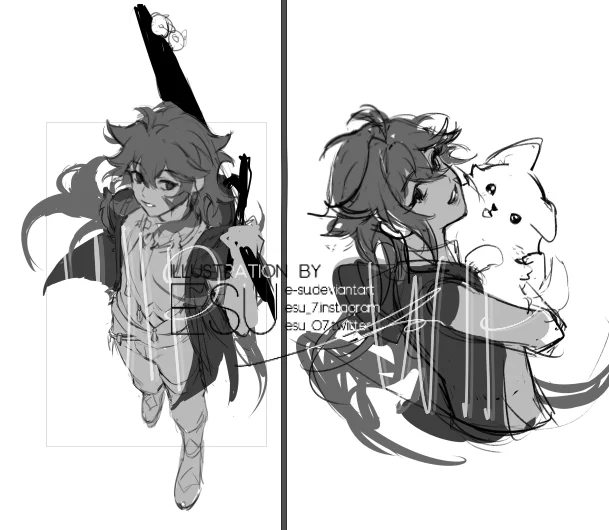 [WIP - pardon the mess] 
Which Razor art to finish first... 🤔 I won't miss his birthday this year 🐺 