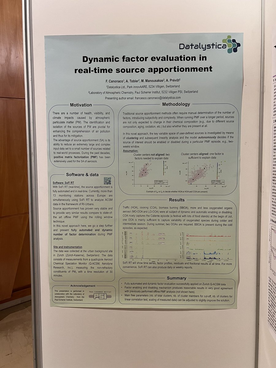 datalystica's tweet photo. Interested in real-time source apportionment? Check our posters (2.09-25 and 2.09-26) or stop by our booth to learn more. Looking forward to chat with you! #EAC2023 https://t.co/5fbEQUUOaX