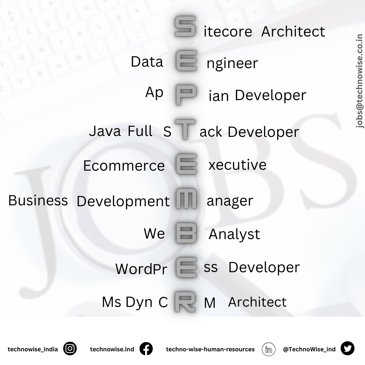 TechnoWise_ind's tweet image. ๐๐ฐ๐ฃ ๐ฐ๐ฑ๐ฆ๐ฏ๐ช๐ฏ๐จ๐ด ๐ง๐ฐ๐ณ ๐ต๐ฉ๐ฆ ๐ฎ๐ฐ๐ฏ๐ต๐ฉ ๐ฐ๐ง ๐๐๐๐๐๐๐ฝ๐๐
๐๐๐๐๐ ๐๐๐ ๐๐๐ ๐๐๐ ๐๐ก๐๐๐๐๐๐๐๐๐ ๐๐๐๐๐๐๐๐๐๐๐๐๐
#Hiring #MSDynamicsCRM #Appian #DataEngineer #Java #USITRecruiter #WebAnalyst #Ecommerce #Wordpress #Jobs
#TechnoWise_India