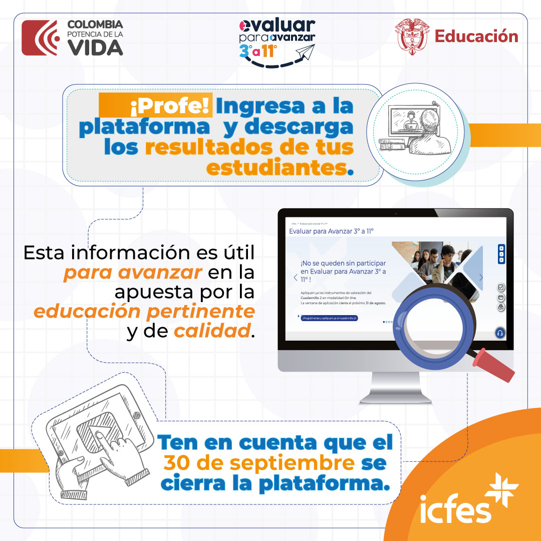 ICFEScol's tweet photo. No se queden sin descargar y hacer uso de los resultados de #EvaluarParaAvanzar. Ingresen aquí y conozcan cómo hacerlo➡️ https://t.co/y4tffTFTve https://t.co/boXZdPJr0k