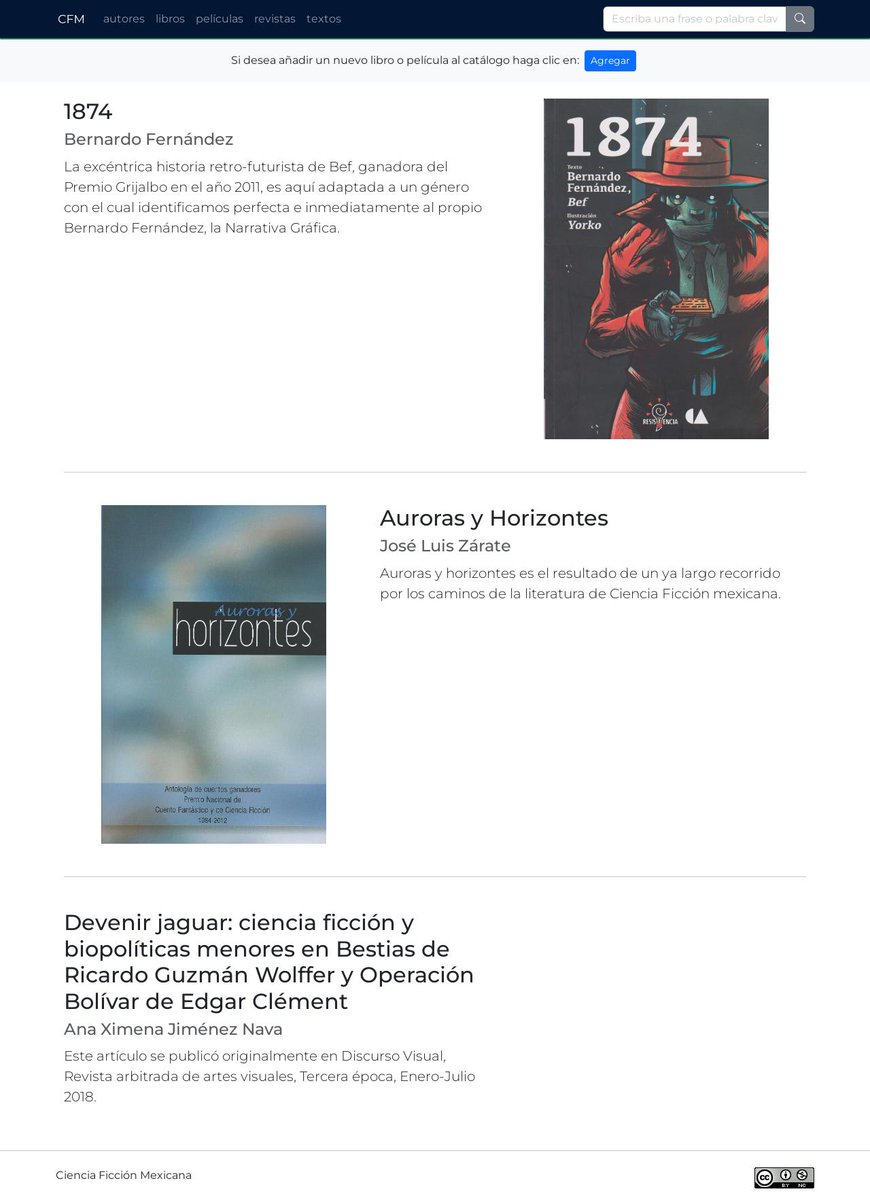 hay entradas nuevas en el sitio web de Ciencia Ficción Mexicana: la excéntrica historia retro-futurista de @monorama, los ganadores del premio puebla de 1984-2012 compilados por @joseluiszarate  y un ensayo de @AXJNpf sobre Bestias y Operación Bolívar...

cifi.mx