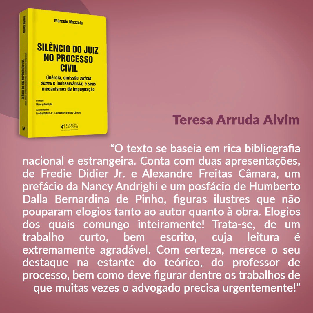 Teresa Arruda Alvim é uma entidade. A professora dos professores, a diva do processo civil. Recentemente, fez a resenha do meu livro para a Revista de Processo. Suas palavras carinhosas me emocionaram. Só posso agradecer a sua generosidade, @tece_2023 . 🙏🏻🙏🏻