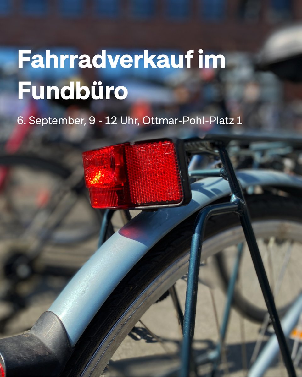 Wenn ihr mit Blick auf die guten Wetteraussichten noch einen neuen Drahtesel sucht, dann haben wir einen heißen Tipp für euch. 🔥 

Kommt am 6. September, 9 - 12 Uhr, zum Fahrradverkauf vom Fundbüro. 

Bitte beachtet: Es ist nur Barzahlung möglich. 💶

➡️  stadt-koeln.de/leben-in-koeln…