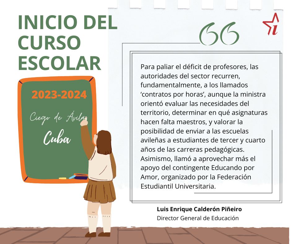 Invasorpress's tweet photo. A pesar de la difícil situación económica del país y las carencias que afectarán la base material de estudio, el #NuevoCursoEscolar es momento de júbilo y alegría para la familia cubana y toda la sociedad en general. #CiegodeAvila #LatirAvileño @rocdecubano @IzquierdoAlons1 https://t.co/WGBjpYfPMJ