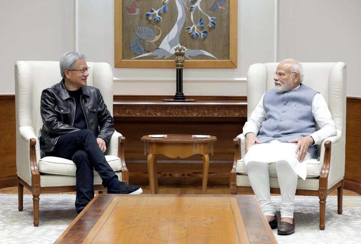 Had an excellent meeting with Mr. Jensen Huang, the CEO of @nvidia. We talked at length about the rich potential India offers in the world of AI. Mr. Jensen Huang was appreciative of the strides India has made in this sector and was equally upbeat about the talented youth of…