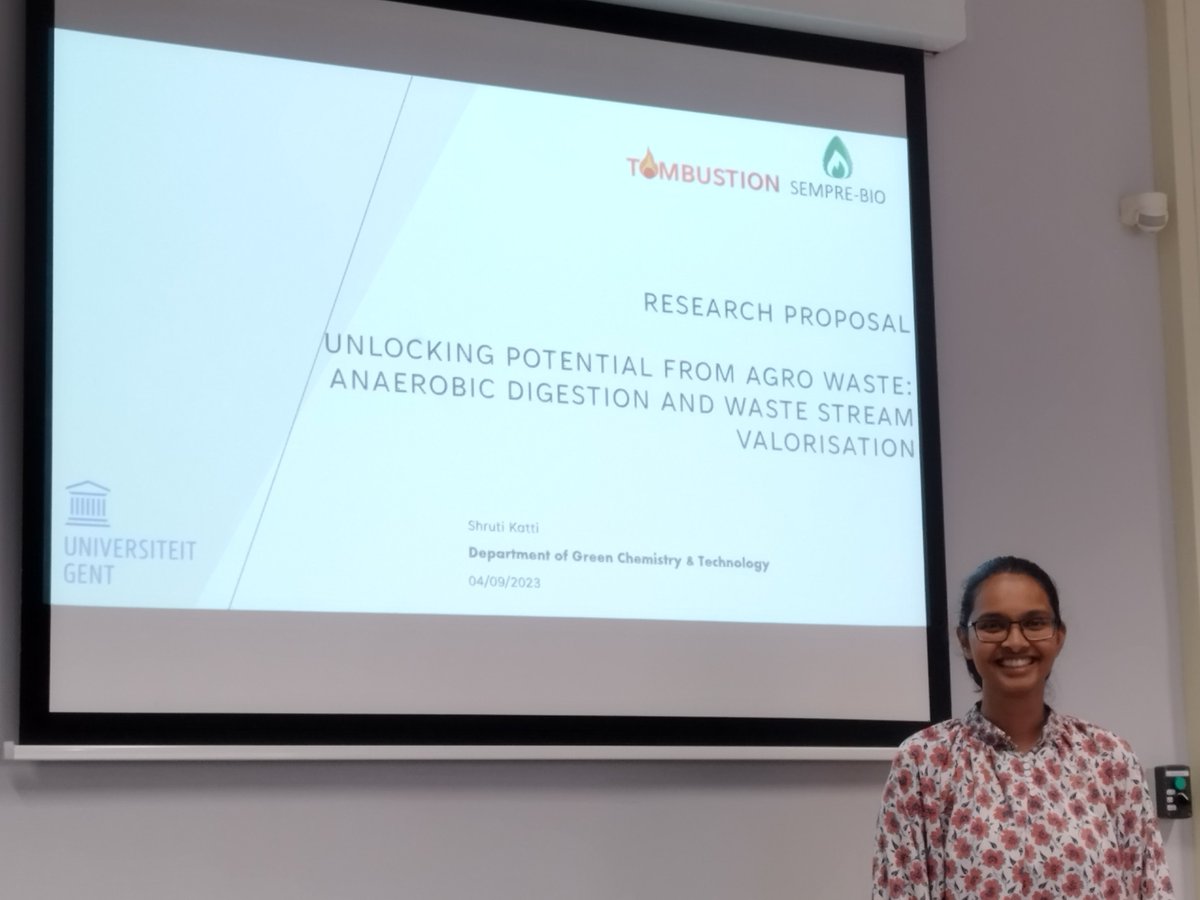 RESourceLab_UG's tweet photo. 🎓PhD proposal defense of Shruti Katti, who will be working on anaerobic digestion of #manure and tomato waste and valorization of #digestate for the production of #biobasedfertilizers and #algae ♻️

@SEMPRE_BIO #Tombustion @ResearchUGent @FbwUGent @Erik_Meers https://t.co/iTiV4IOBty