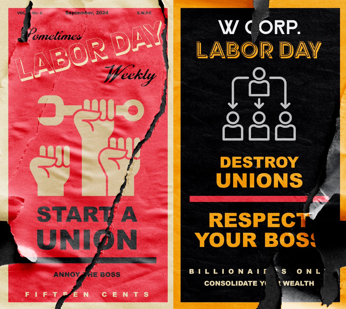 nickbutler's tweet photo. Happy Labor Day! 

@SometimesWeekly supports workers and unions, @WCorpXYZ does not. One of the many reasons for the corporate demerger. https://t.co/h4ZGJktzcr
