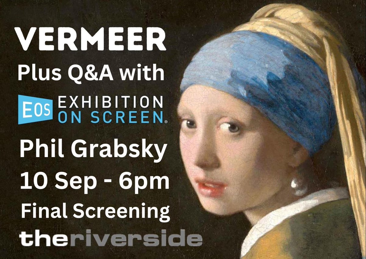 _theriverside's tweet photo. Following 3 sold out screenings of #Vermeer we have our final screening on 10th Sept at 6pm with @artonscreen Phil Grabsky present for Q&A too! https://t.co/zTzHV3M5fr #artonscreen #cinema #art #exhibition #woodbridge #suffolk https://t.co/FNIhNVtzkZ