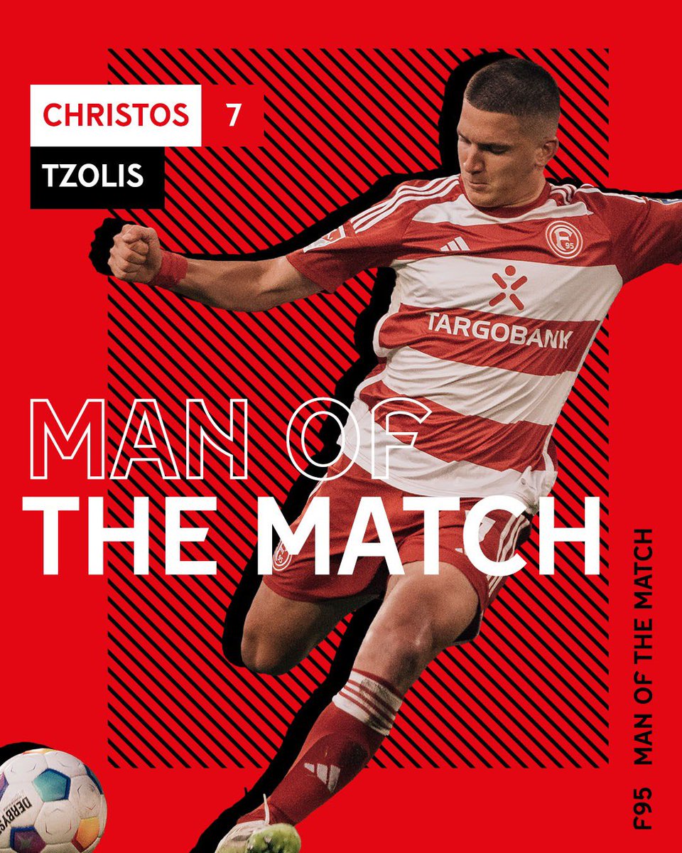 f95's tweet photo. Ihr habt entschieden: @christos_tzolis ist Euer „Man of the match“ 🥇
Mit 39% der Stimmen setzte er sich gegen Yannik Engelhardt  (33%) durch 👏🏻

#f95 | 🔴⚪️ | #F95KSC https://t.co/iAZ0Zr3b6g