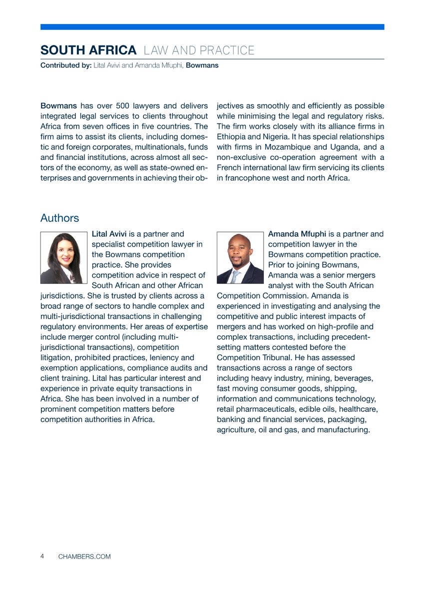 CompetLawAfrica's tweet image. INSIGHTS 🇿🇦| #CompetitionLaw partners, Lital Avivi and @MfuphiA, wrote the South African chapter in @ChambersGuides #MergerControl 2023 global practice guide. Read the complete chapter here: bit.ly/3EpuaX2