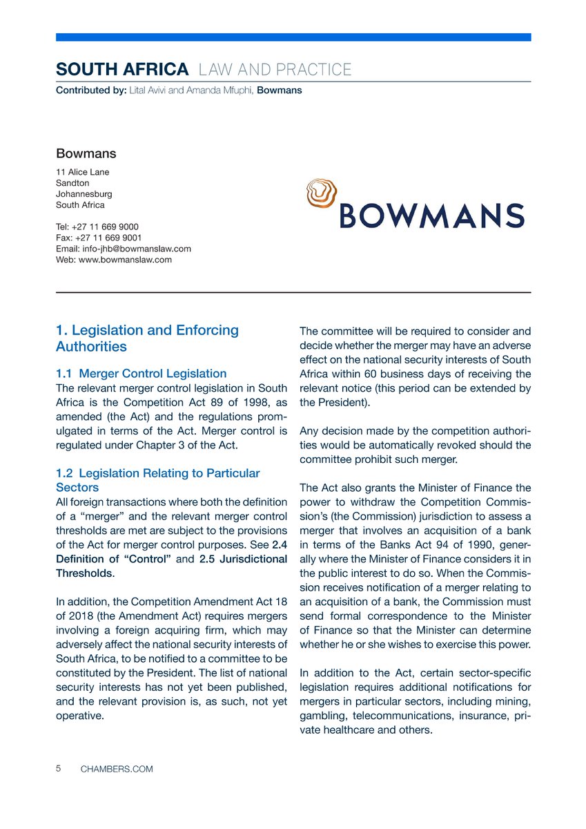CompetLawAfrica's tweet image. INSIGHTS 🇿🇦| #CompetitionLaw partners, Lital Avivi and @MfuphiA, wrote the South African chapter in @ChambersGuides #MergerControl 2023 global practice guide. Read the complete chapter here: bit.ly/3EpuaX2