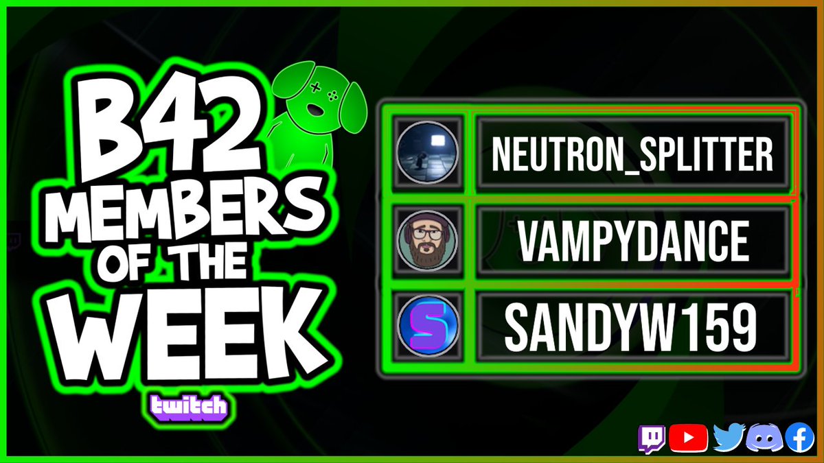 Team_B42's tweet image. Members of the week are here!
Thanks for being SAVAGES

 @sandyw159_ @Vampydance1 Neutron_Splitter #teamb42