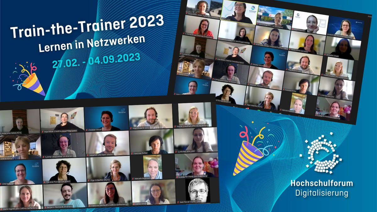 HFDdigital's tweet photo. ☑ That's a wrap!
Heute endet das Train-the-Trainer-Programm 2023! Inzwischen haben sich schon 95 Personen von 40 Hochschulen weiterqualifiziert. Danke für die Teilnahme und den tollen Austausch!

Mit @bilsandbytes, @FRichterBremen, @fernunihagen und @lionica 

#DigitalTurn https://t.co/8UoSGqAtJw
