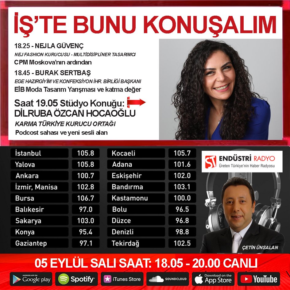 ÇETİN ÜNSALAN İLE İŞ’TE BUNU KONUŞALIM ENDÜSTRİ RADYO’DA... CPM Moskova – Uluslararası moda ticaret şovunun ardından; EİB Moda Tasarım Yarışması ve katma değer; Podcost sahası ve yeni sesli alan <a href="/stendustriradyo/">ST Endüstri Radyo</a> <a href="/KarmaTurkiye/">Karma Türkiye</a> <a href="/NejFashion/">Nej Nejla Guvenc</a> <a href="/egeihracatci/">Ege İhracatçı Birlikleri</a> <a href="/reelpiyasalar/">ReelPiyasalar</a>