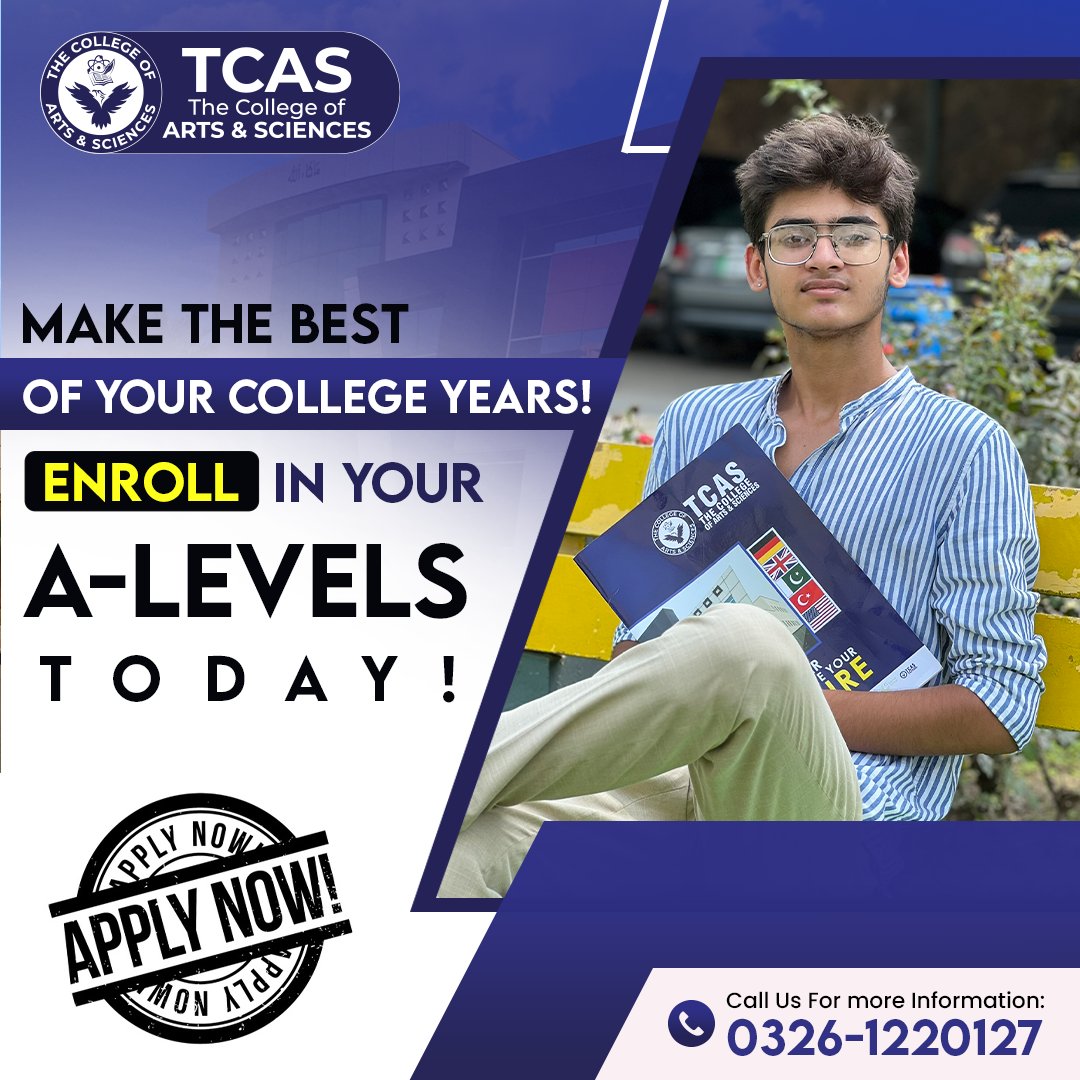 ARE YOU DONE WITH YOUR O-LEVEL EXAMS?? AND LOOKING FOR RIGHT COLLEGE TO CONSIDER OPTIONS FOR A-LEVELS??
Apply Now!

#tcas #TCAS #thecollegeofartsandscineces #tcassialkot #sialkot #admissionopen2023 #sialkotcity #sialkotcantt #Pakistan #education #tcasskt #Student #Admissions