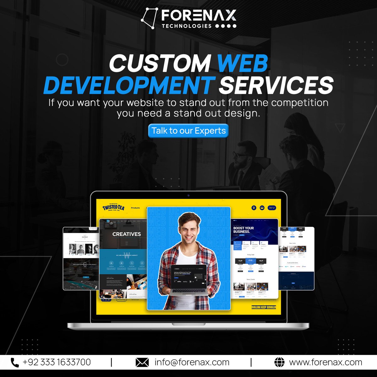 ForenaxT's tweet photo. Transform your digital vision into reality with our top-notch custom web development services. Our team of experts is ready to craft a tailored online solution that perfectly fits your unique needs.
Let's build your digital success story together! 💻
#forenax #saasdevelopment https://t.co/esV2RIa4us