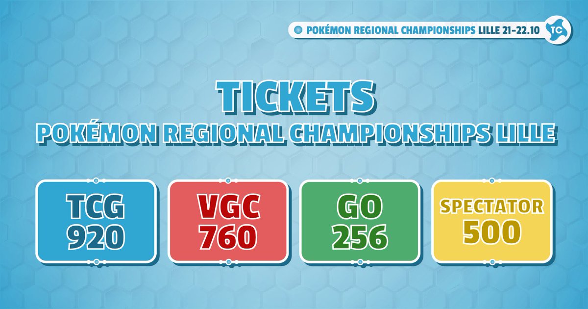 Excitement is building for our first event of the season, and we hope to see you all at the upcoming Pokémon Regional Championships Lille! 📣Tickets: 🎴: 920 🎮: 760 📱: 256 👀: 500 📣Ticket release date info will be announced in the following days! ✨Stay tuned! ✨