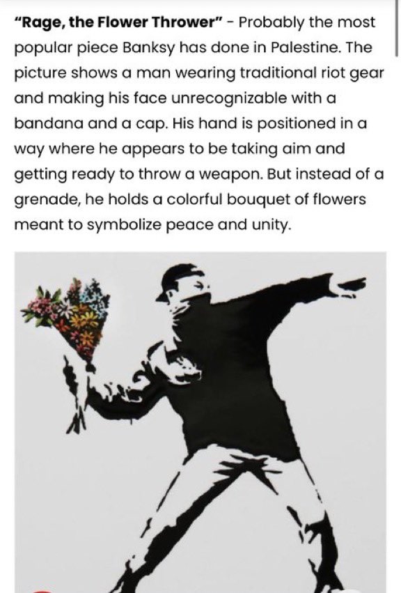 wqvz24's tweet photo. تاي عبر الانستقرام قام بنشر لوحه الفنان Banksy التي تمثل الشاب الفلسطيني و هي داعمه لقضيه فلسطين😭😭 https://t.co/oc4oyaMZWD