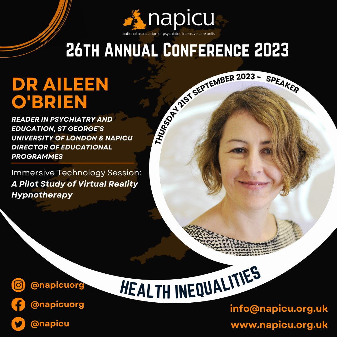 IMMERSIVE TECHNOLOGY SESSION

We are thrilled to announce that NAPICU's very own Director of Educational Programmes, Dr Aileen O'Brien will be presenting at this year's conference! 

There is still time to register!
napicu.org.uk/conference-202…

#NAPICU23 #healthinequalities
