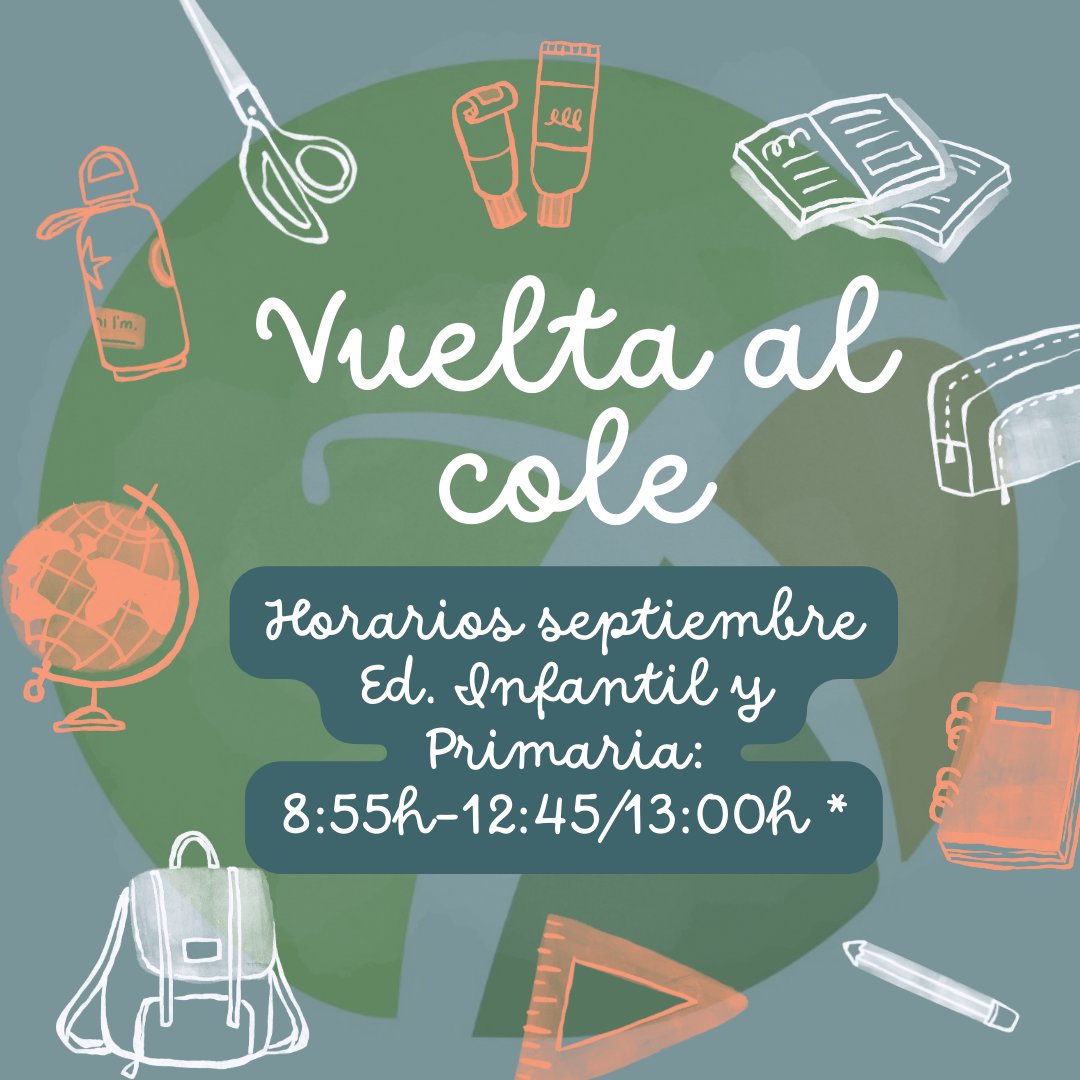 Los alumnos de Infantil y Primaria comenzarán las clases el miércoles 6 de septiembre, en distintos horarios según el curso. Habéis recibido un email con toda la información detallada por cursos. ¡OS ESPERAMOS!