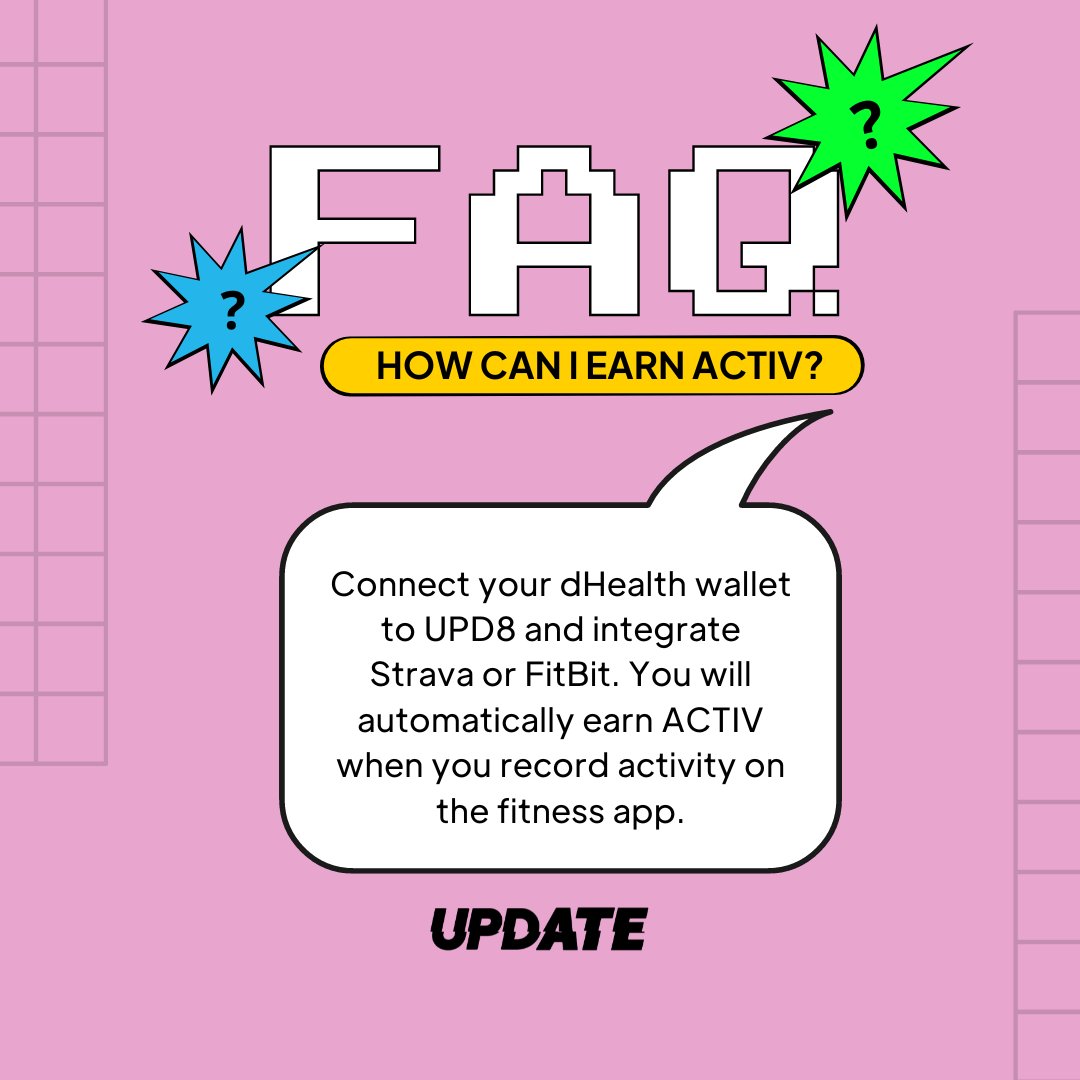 upd8_health's tweet image. Connect your dHealth wallet to UPD8 and sync it with Strava or FitBit. Watch the magic happen as you effortlessly earn ACTIV tokens with every step, run, and workout recorded on your favorite fitness app! 🏃📈 #EarnWhileYouMove