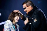 kumazun's tweet photo. 蝶野、遂に富山へ❗️
#TeamDiamondFour #TDF #蝶野正洋 #百田夏菜子 #シマヤ立山店 https://t.co/mVZ2McMYXi
