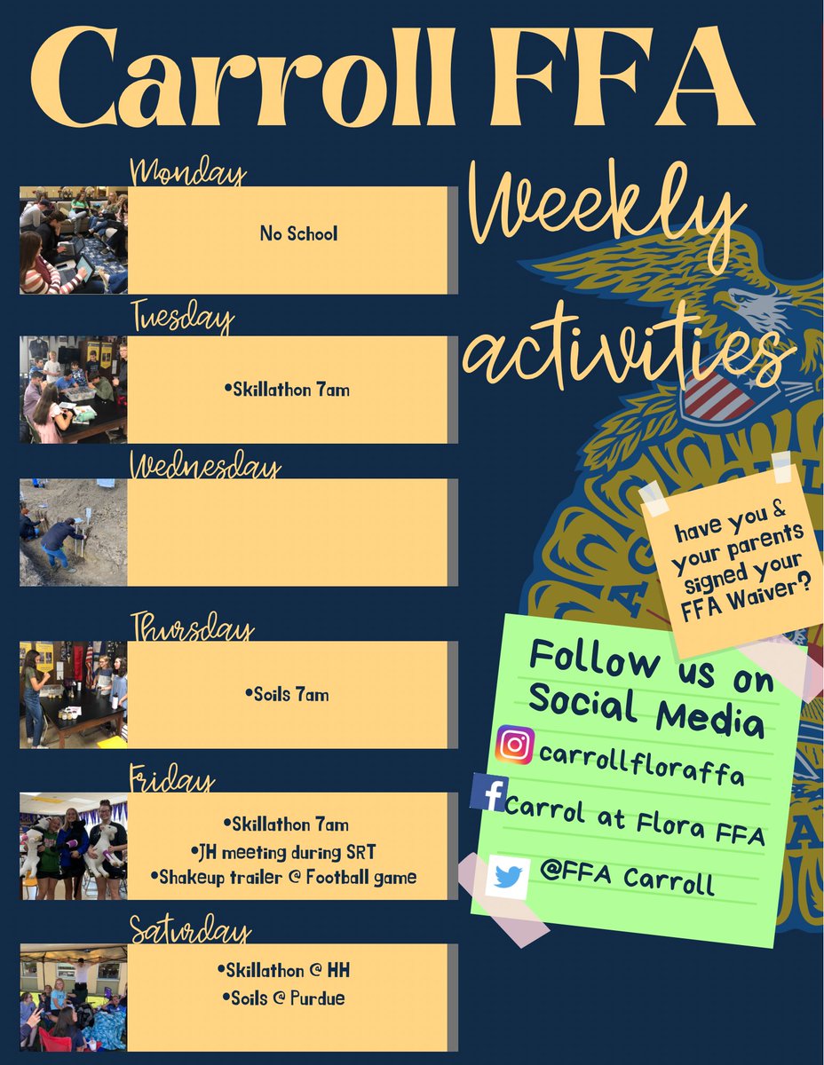 FFACarroll's tweet photo. This week at a glance… https://t.co/rp3Zrzn13q