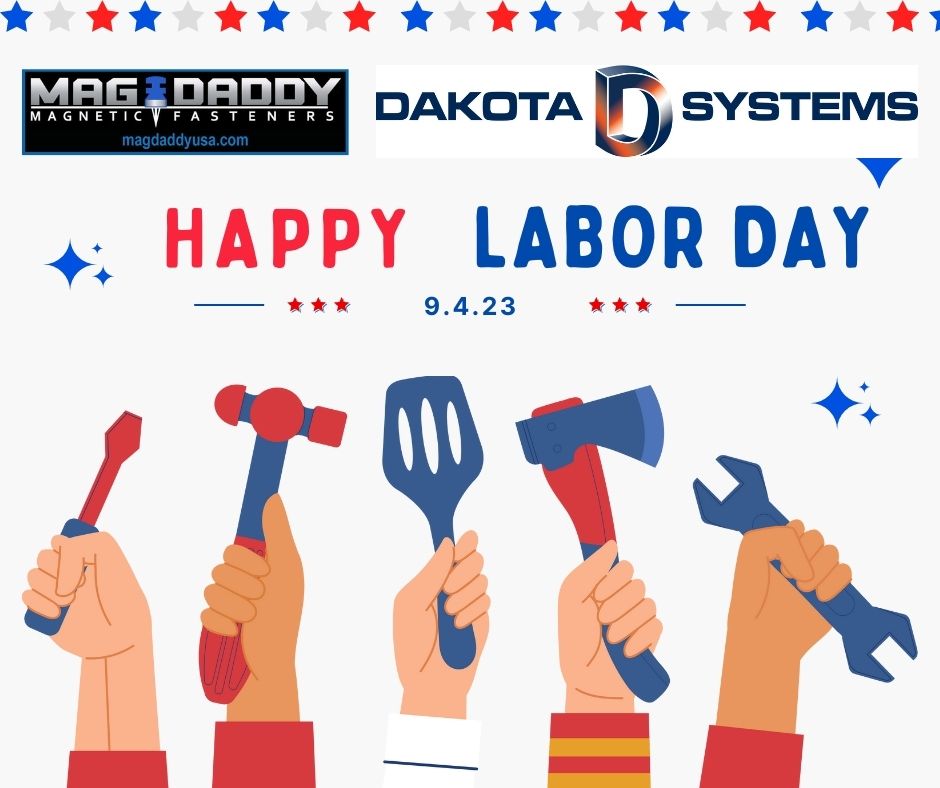 magdaddyusa's tweet photo. Happy Labor Day from the team at Mag Daddy, LLC, home of Mag Daddy magnetic fasteners and Dakota Systems: smart struts, smart caps, smart nuts, smart receivers, smart clamps. See https://t.co/5xoSuCtE7V for a look at our products and where to buy! https://t.co/PT1gJiw195