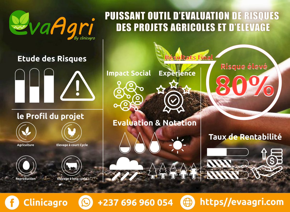 Vous êtes un agriculteur passionné, prêt à investir du temps et des ressources dans votre projet agricole ?
 Ne prenez pas de risques inutiles ! Faites confiance à EvaAgri.com
<a href="/ClinicAgro/">ClinicAgro(Fund raising)</a>
#agriculture #farmers #risk #investment