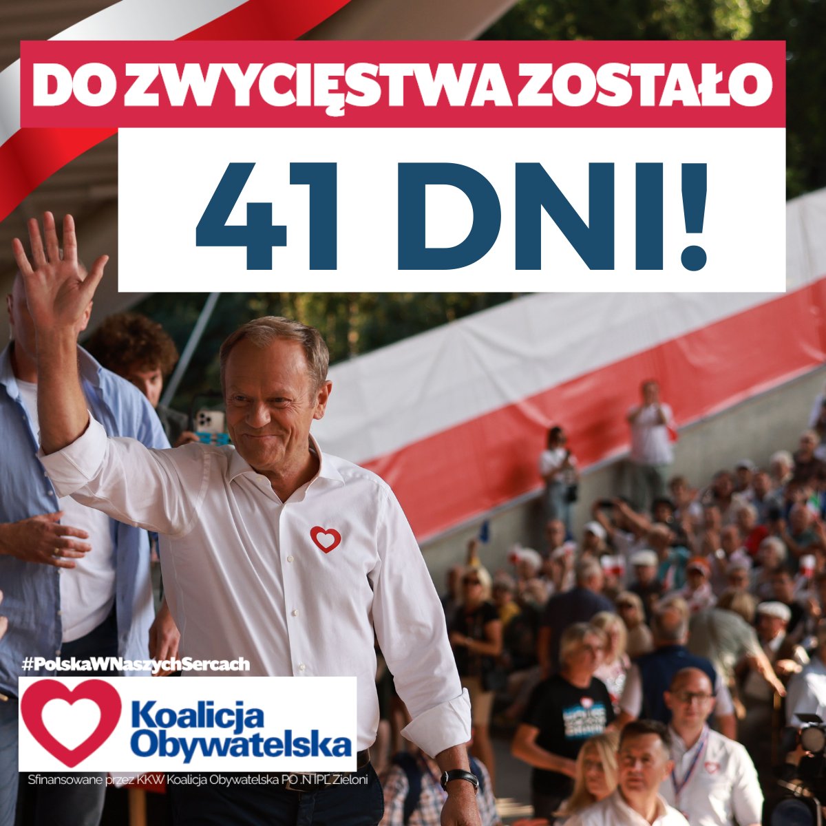 Czy wy też czekacie na ten dzień? Już za 41 dni wspólnie zwyciężymy ze złą władzą! 🇵🇱✌#PolskaWNaszychSercach