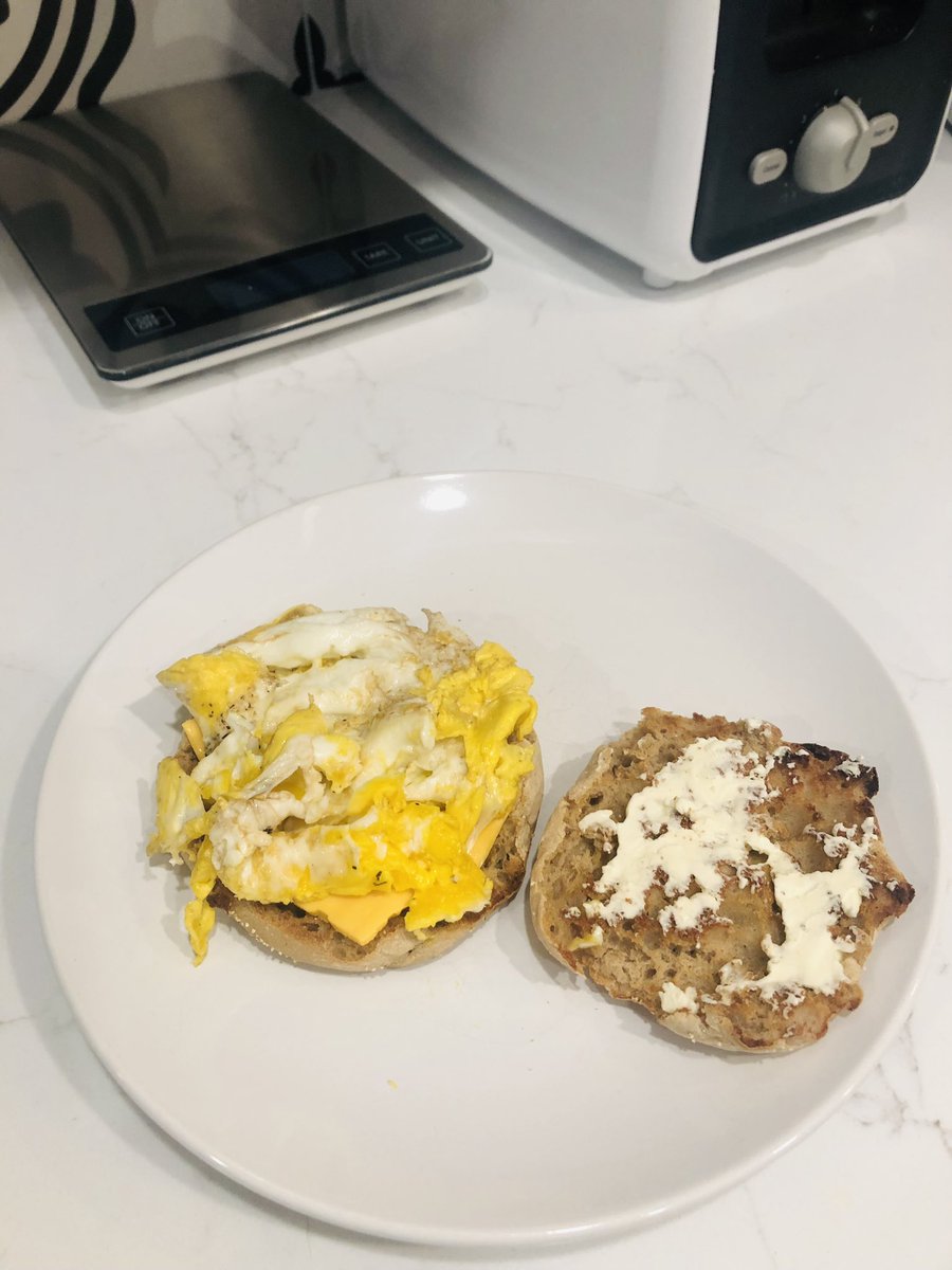 evcrow's tweet photo. I tried to make the perfect egg McMuffin immo. The yolk is supposed to be whole but I had a little mishap and this is the result. My first thought was Jin would be disappointed. Yeah, this is my life now 😐😅#BTSArmyLife https://t.co/76kZwOwHjP