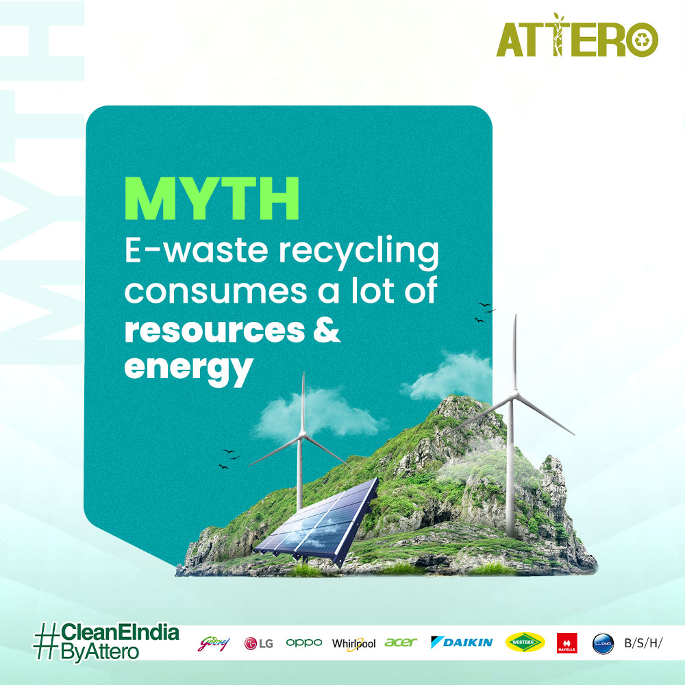 AtteroIndia's tweet image. Formal #recycling of e-waste is more efficient and saves power as it promotes urban mining. E-waste is recycled while ensuring the reusable materials &amp;amp; resources are cautiously extracted eliminating the need to mine for new resources.

#MythandFact #Attero #AtteroRecycling #EPR