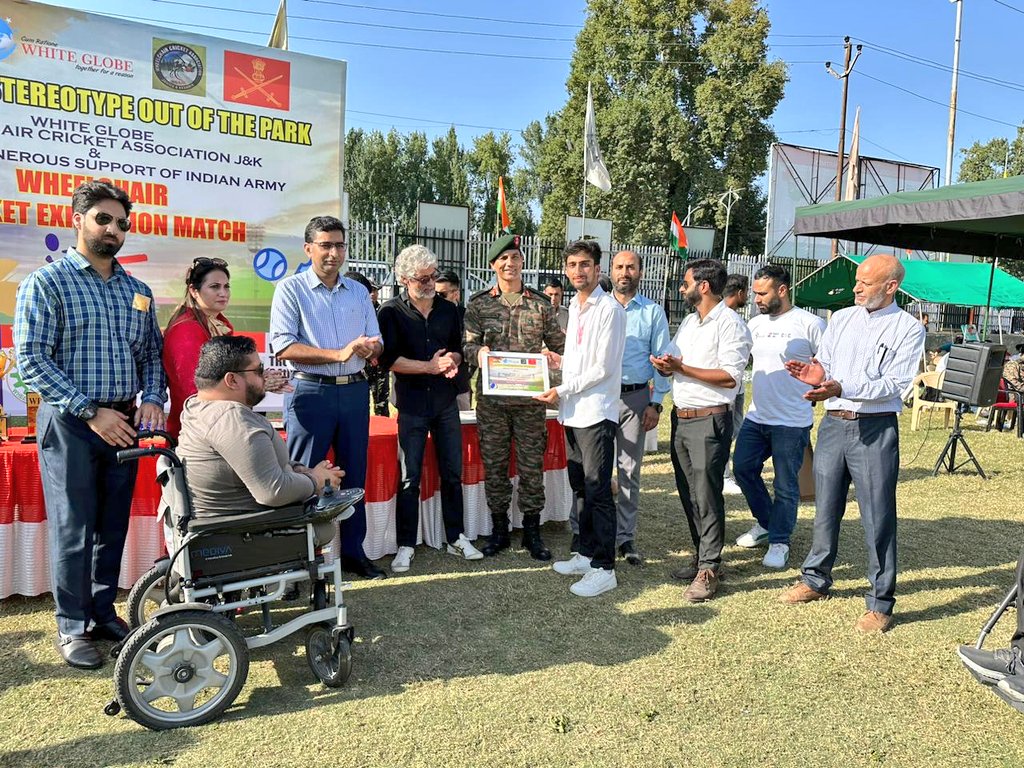 🏏 Had the privilege of being the chief guest at a wheelchair cricket exhibition match in Dalgate, Srinagar today. 🙌 Witnessing the incredible talent and dedication of differently-abled athletes was truly inspiring! 🌟 #CricketForAll #Inspiration #Dedication