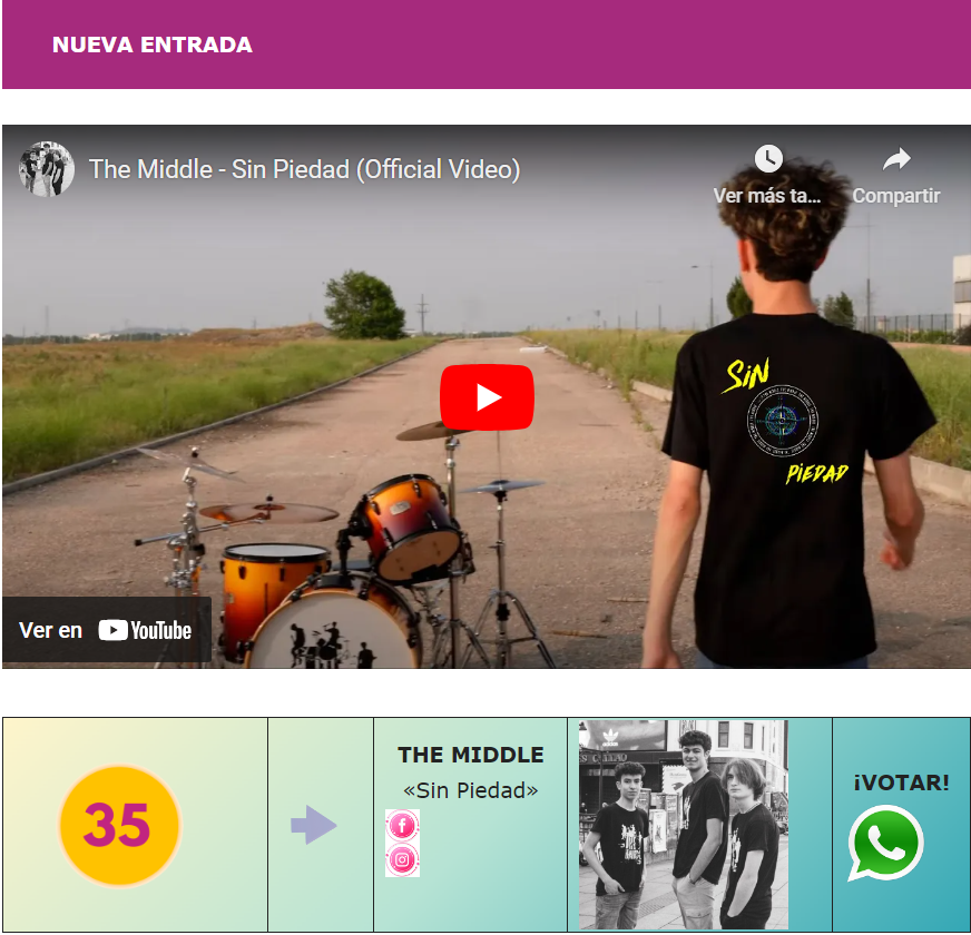 SonMusicAgencia's tweet photo. 🔝Esta semana, The Middle @themiddle_offi, con su canción "Sin Piedad" entra en el TOP 50 de LH Magazine @LHMagazin 

Un lujo compartir lista con grandes artistas y bandas
https://t.co/J05GVxJtYG https://t.co/GJkx75ZRHz