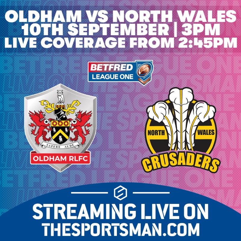 TheSportsman's tweet photo. 🚨 LIVE RUGBY LEAGUE 🚨
🔴 @Roughyeds vs @NWCrusaders 🟡
📆 Sunday 10th September, 3PM KO

Tune in this Sunday as Oldham host the Crusaders for a spot in the League 1 play-off final...

@TheRFL | @Six_Again | #RugbyLeague