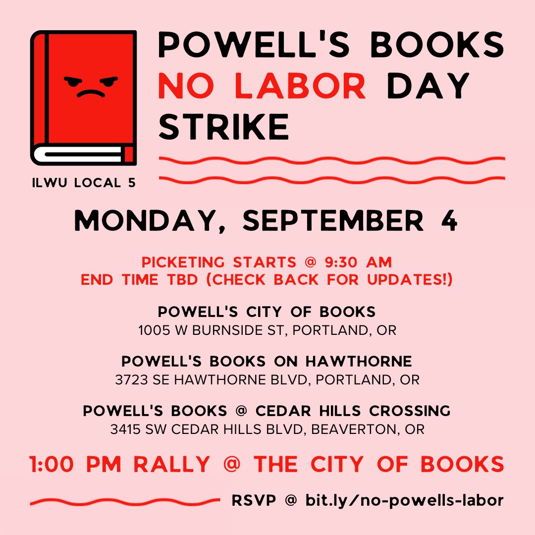 Support Powell's Books workers on strike today! 🖤💫🥁📚🎉 @ILWULocal5