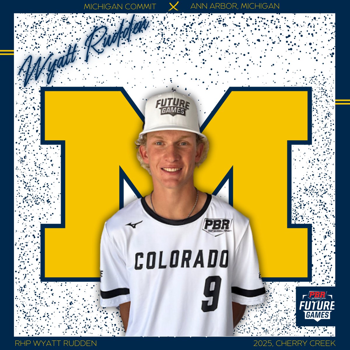 🚨𝐂𝐎𝐌𝐌𝐈𝐓𝐌𝐄𝐍𝐓 𝐀𝐋𝐄𝐑𝐓🚨

'25 RHP Wyatt Rudden (<a href="/wyattrudden/">Wyatt Rudden</a>) has announced his commitment to the University of Michigan.

Rudden is the 3rd-ranked arm in CO's '25 class and our 2nd commitment from this summer's Future Games.

👤 loom.ly/12q5jnw | <a href="/prepbaseball/">Prep Baseball</a>