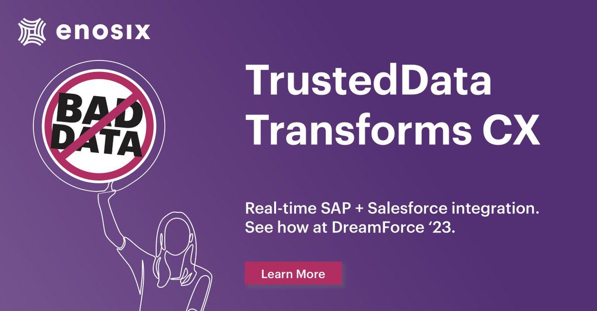 SAP manufacturers going to Dreamforce? enosix guarantees 100% accurate, #TrustedData from SAP virtualized in real-time in Salesforce + MuleSoft.  Come by the Factory @ SPUR building  to find sessions just for YOU.  bit.ly/3sAUsDh