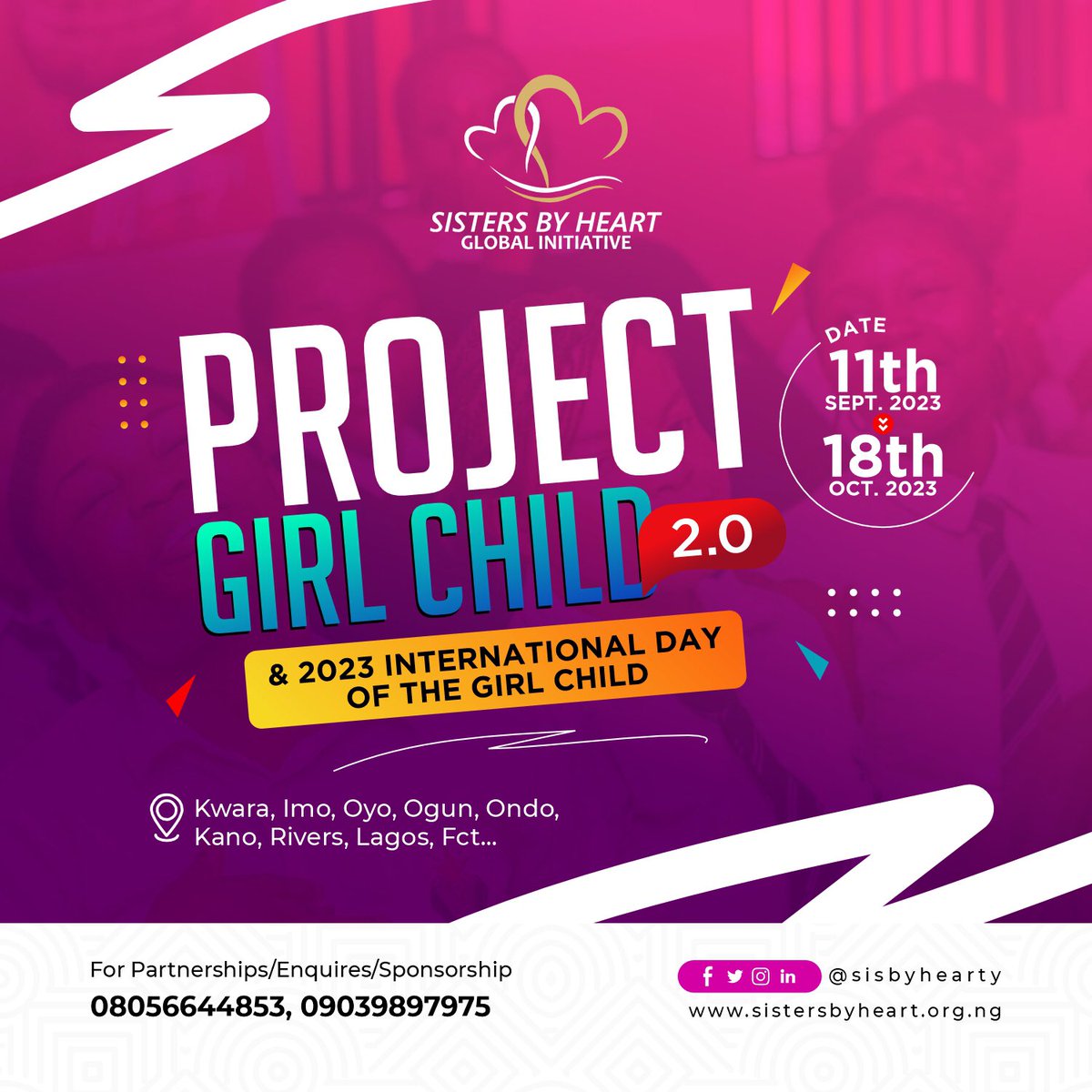 SisByHearty's tweet photo. Breaking News!
Project Girl Child is happening in over 7 states in Nigeria this year!!
Distributing and teaching girls in underserved communities how to make reusable pads and more…
For more info call the numbers on the flier. #PGC2 #Sisbyhearty https://t.co/khyjey6vk3