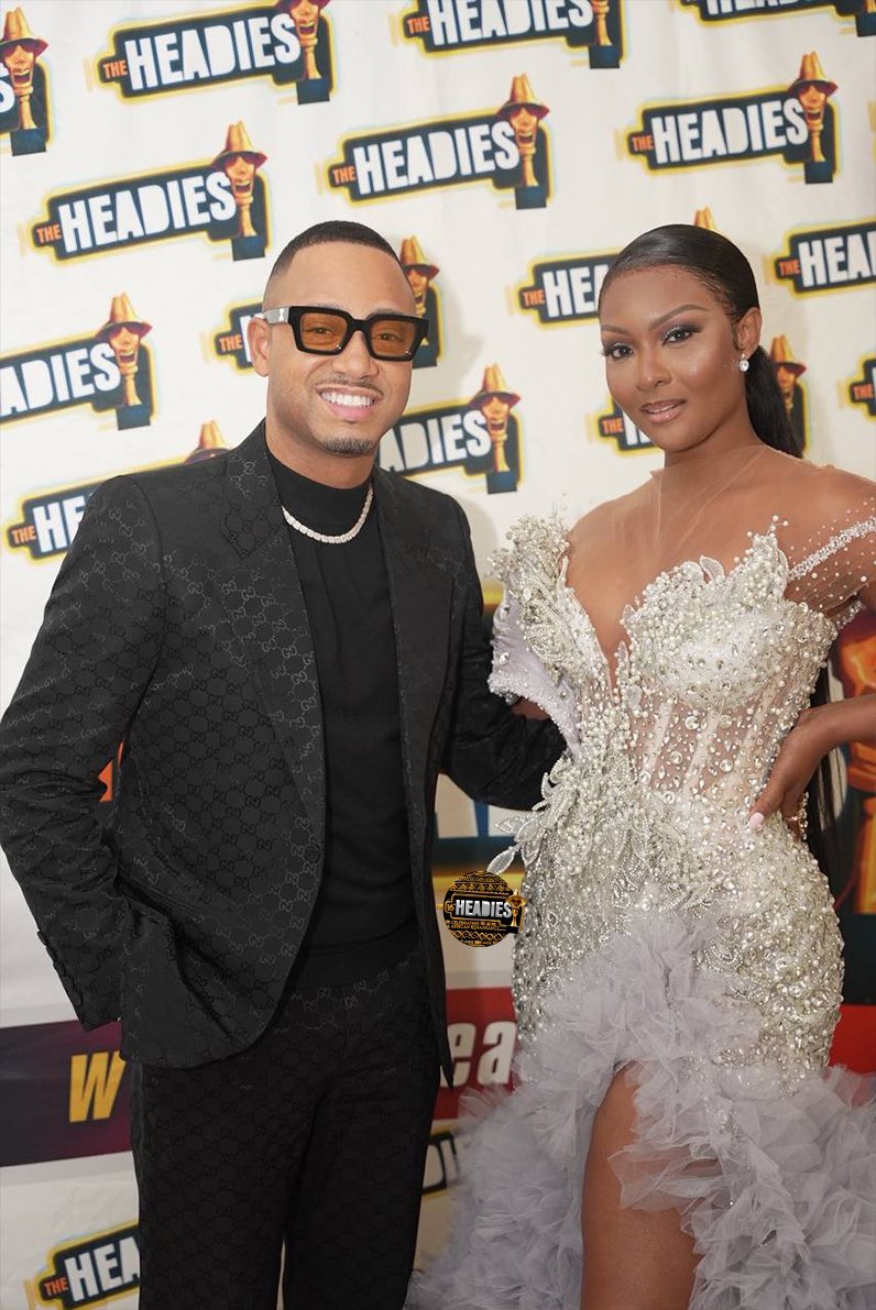 The beautiful, multi-talented award winning actress, host, producer and humanitarian; our very own Osas Ighodaro (@OfficialOsas ) and American actor, Tv presenter and model Terrence J (@TerrenceJ ) at the #16thHeadiesAwards #Headies #Headies2023