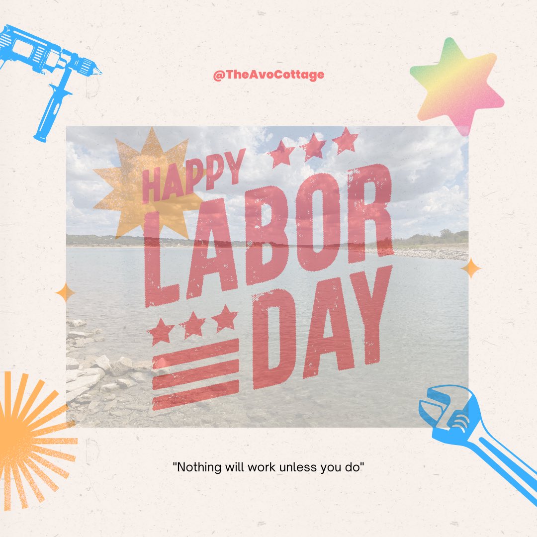 theavocottage's tweet photo. Happy Labor Day from us to you!! Enjoy your day off from all of your hard work! 

And come visit us at #CanyonLake. We enjoy having you and your friends/family with us. 

#TheAvoCottage #nbtx #LaborDayWeekend2023 #LaborDay https://t.co/LMgETLsP1p